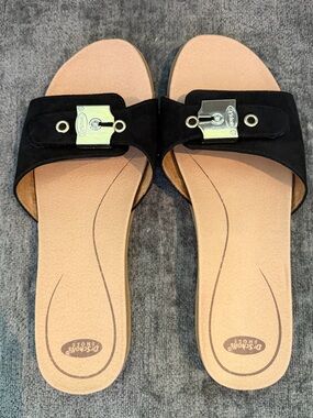 Dr. Scholl's Shoes Originalist Sandals Slides Black Suede Women’s 8.5 / 8-1/2